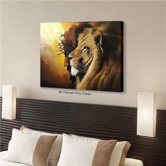 Lion of Judah Jesus Christ Wall Art Canvas Black Jesus Canvas 16*24inch Unframed - Picture 4 of 6